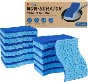12 Count Non-Scratch Dish Sponges Kitchen, Long Lasting Cleaning Sponges for Dishes,Dual Sided Kitchen Sponges, Cleans Fast Without Scratching