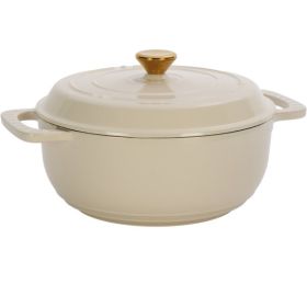 Cast iron 7.5QT cooking pot - Ceramic white - Includes two silicone gloves - Enamel pot